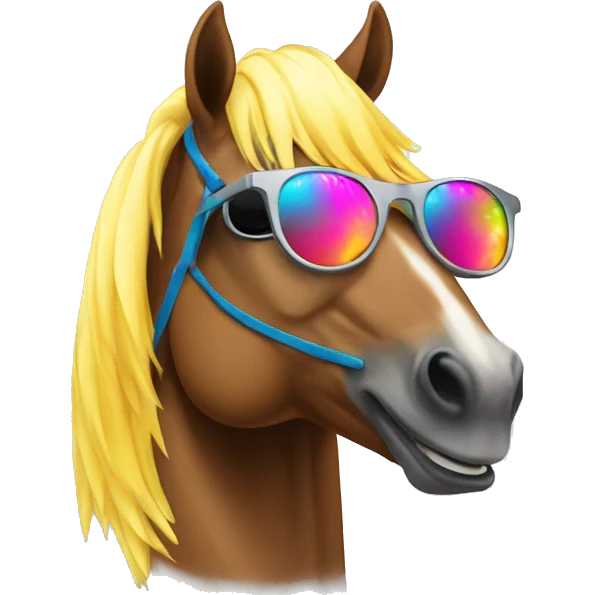 horse with sunglasses dancing with rave lights emoji