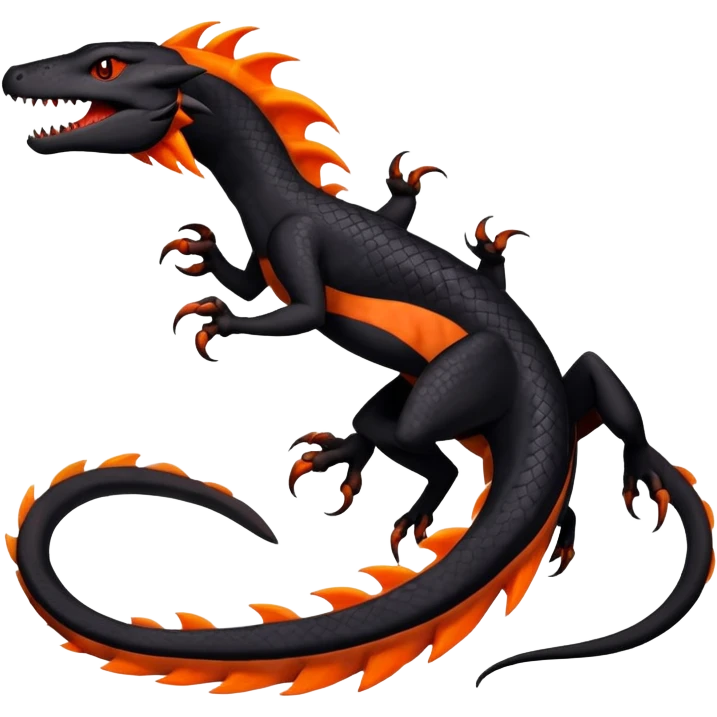 Black an Orange Salandit-Salazzle-Draco-Drakeon-Fakémon-creature-hybrid emoji