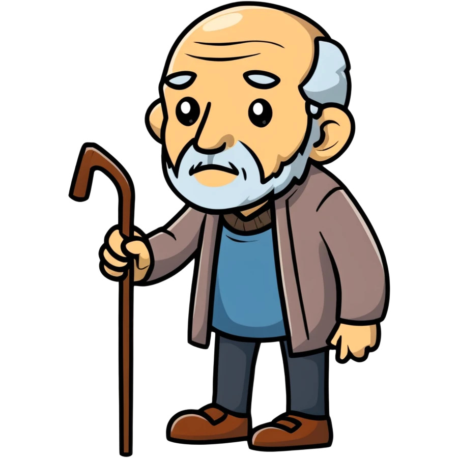 Old man with walking stick emoji