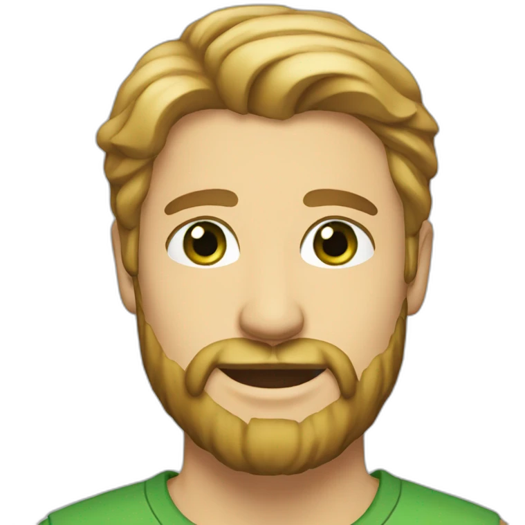 handsome man with blond brown hair, green eyes, beard emoji