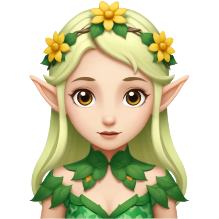 elf wearing flower pattern dress, Half Body. emoji