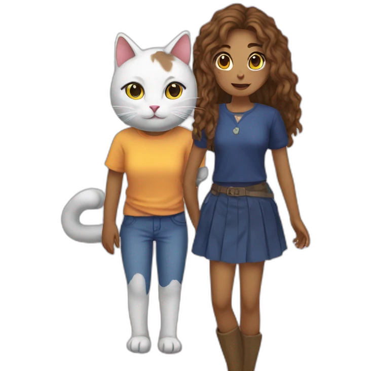 a cat and girl roleplay showing emoji