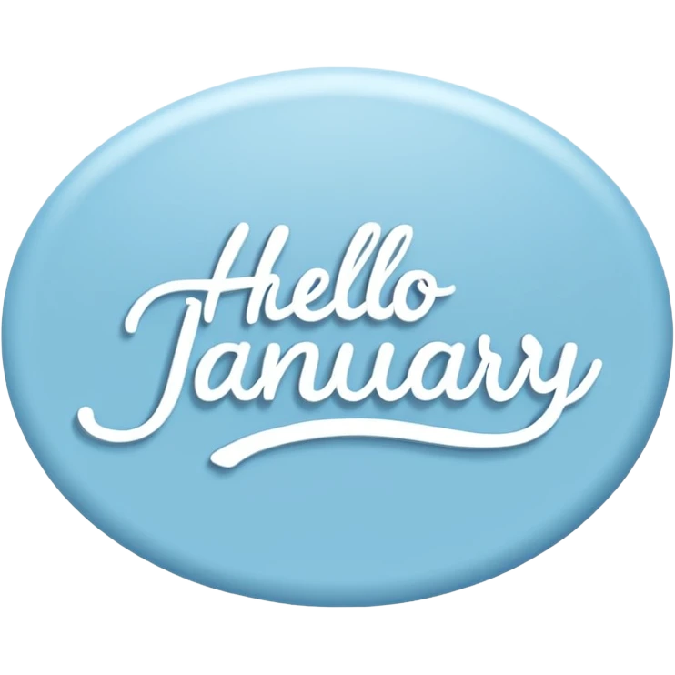 Blue “ hello January “ word light blue and aesthetic  emoji