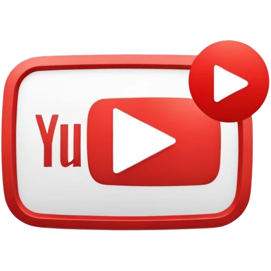 YouTube logo, red rectangle with rounded corners and white play button in the center emoji