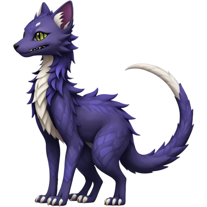 Kawaii dark edgy fantasy feline-vernid-sergal-fursona animal creature with a tufted tail full body with intricate markings  emoji