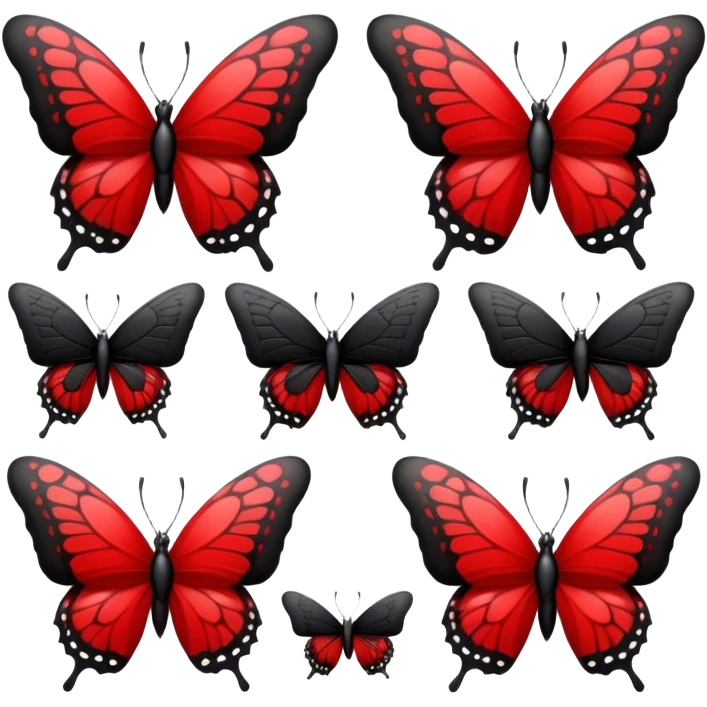 Edgy crimson-blood-red, obsidian-black, beautiful butterfly emoji