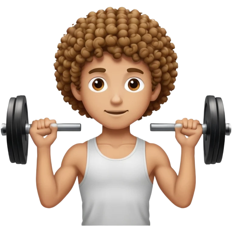curly haired boy lifting weights at the gym emoji