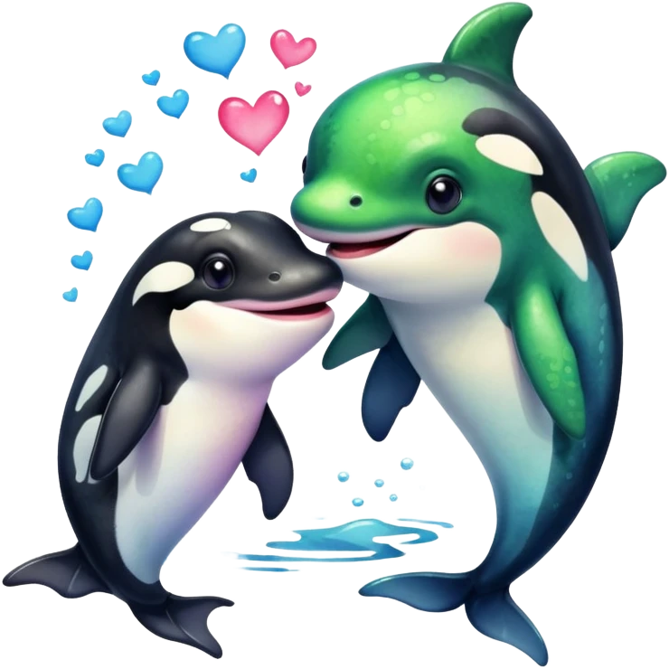 Frog and orca in love  emoji