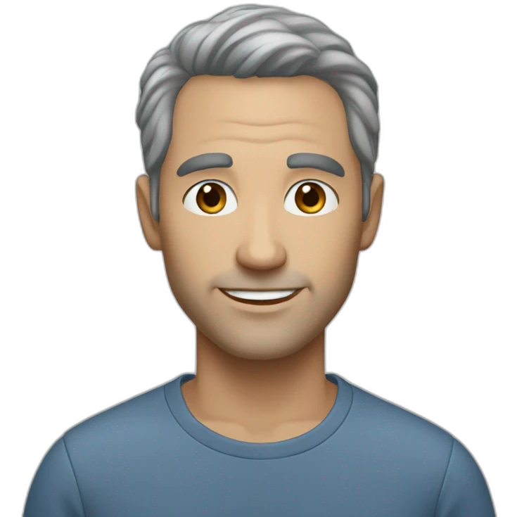 46 years old man dark-grey hair blue eyes emoji