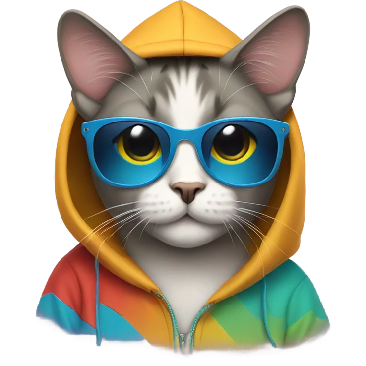 Cat with sun glasses and a hoodie  emoji