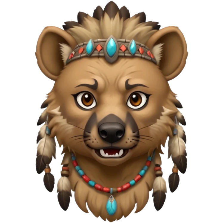 A native strong buff hyena with war bonnet  emoji
