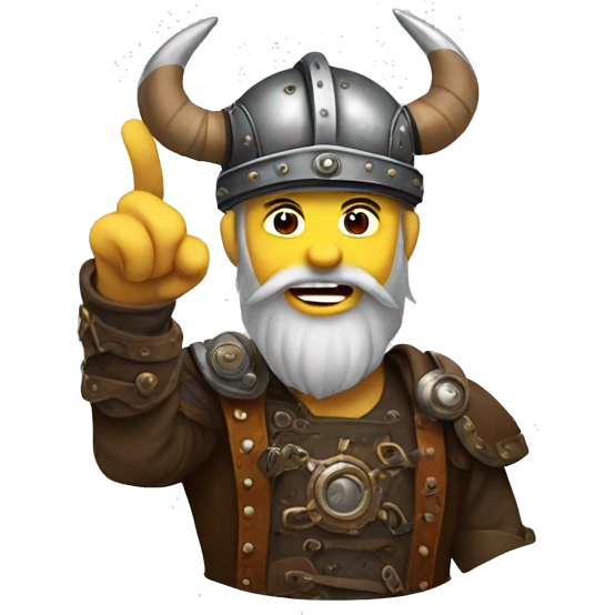 Waving Viking Emoji in Steampunk Style emoji