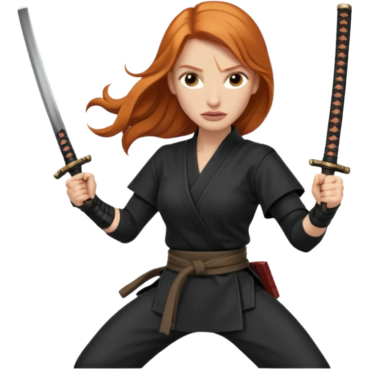 Jessica Chastain, in a ninja position with swords emoji