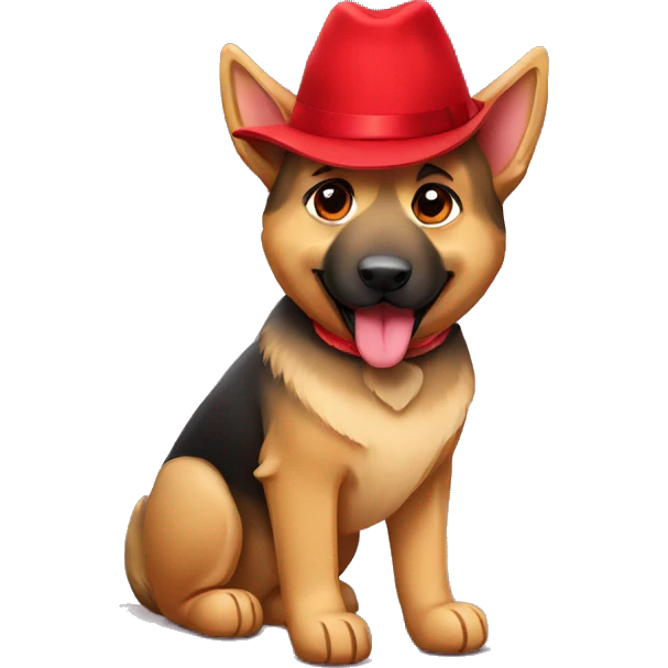 German Shepard with red hat  emoji