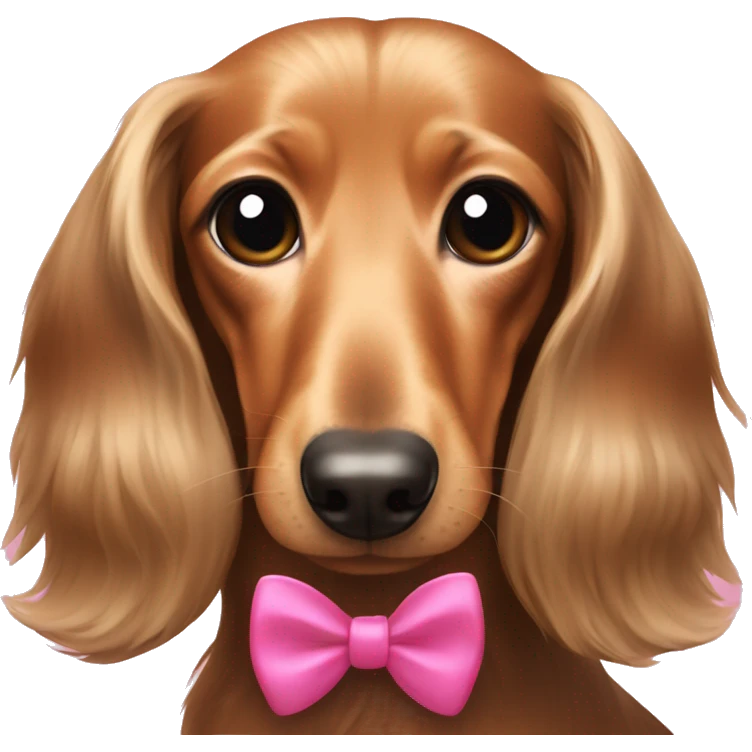 Longhaired Dachshund with a pink bow emoji