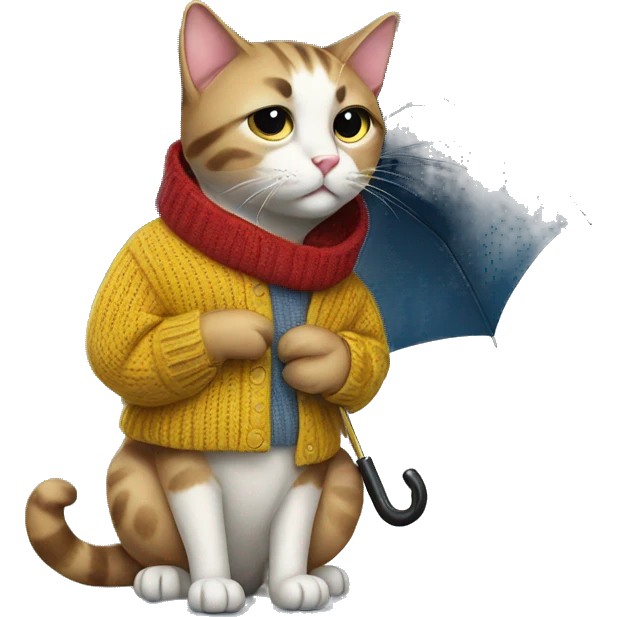 cat in a sweater with an umbrella emoji