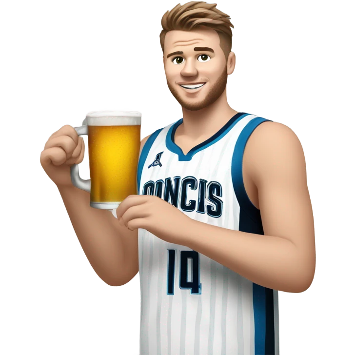 Luka Doncic drinking a beer emoji