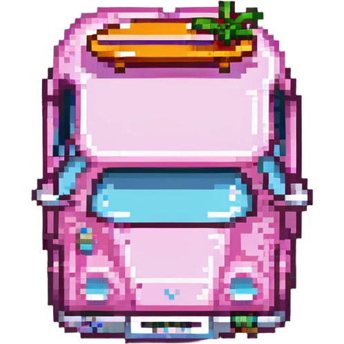 pink van with a surf board on it emoji