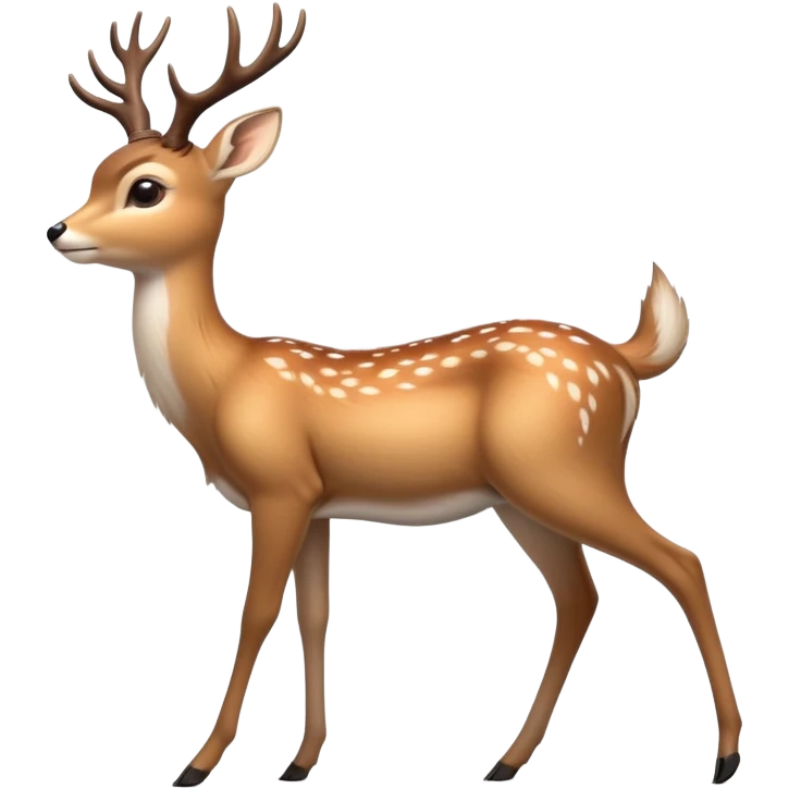cinematic-[deer]-realistic-full-body-standing on all fours-emoji,-tail-tucked-close,-head-tilted-dramatically,-sleek-[fawn]-fur,-simplified-yet-realistic-focused-features,-highly-detailed,-glowing-with-an-almost-sarcastic-glow big antlers emoji