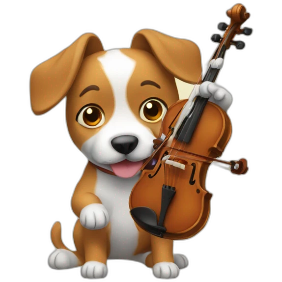 Dog playing violin emoji