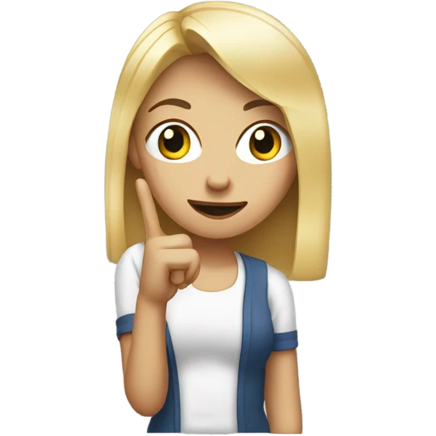 A blonde girl flipping someone off with her middle finger not a peace sign emoji