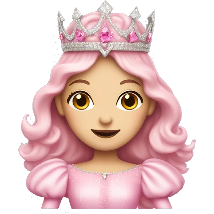 Glinda the good witch wearing pink emoji