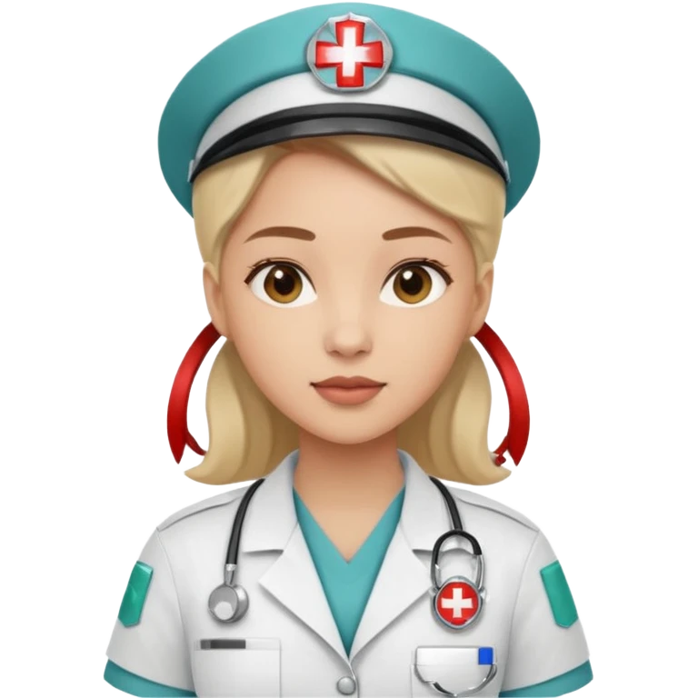 A young medic (woman) contributing to the local hospital emoji