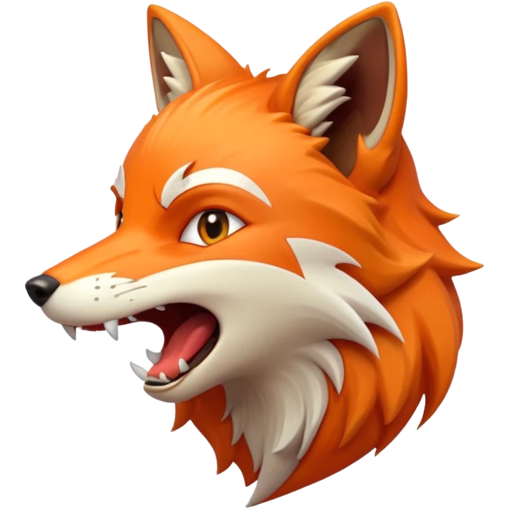 Angry Fox mouth open, scary teeth, side view emoji