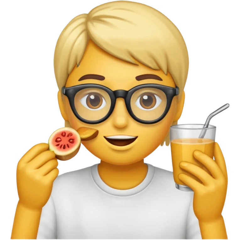 Cara con gafas comiendo emoji
