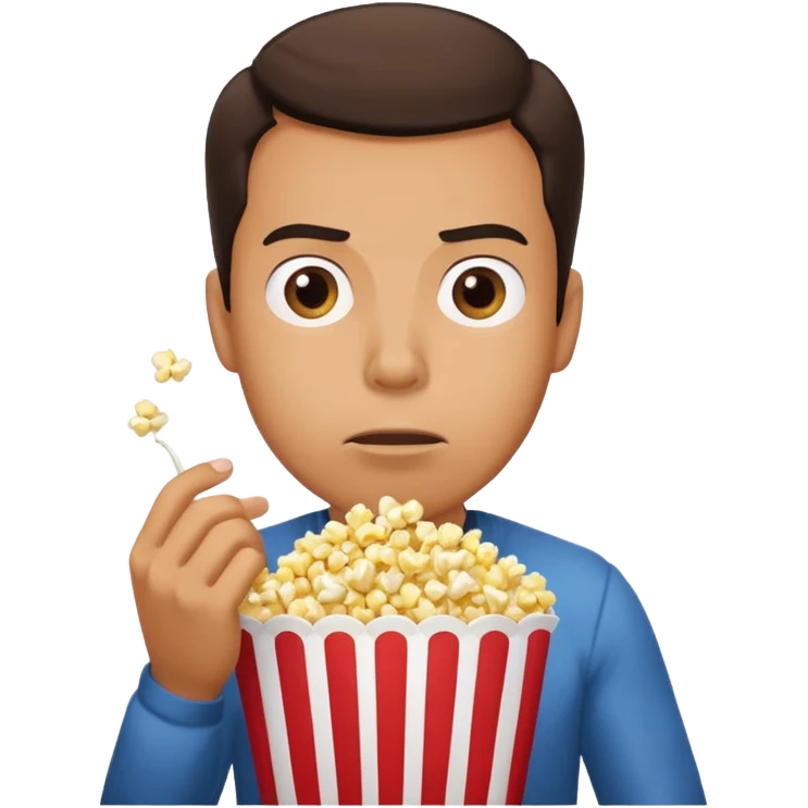 Make a guy eating popcorn in a dramatic conversion emoji