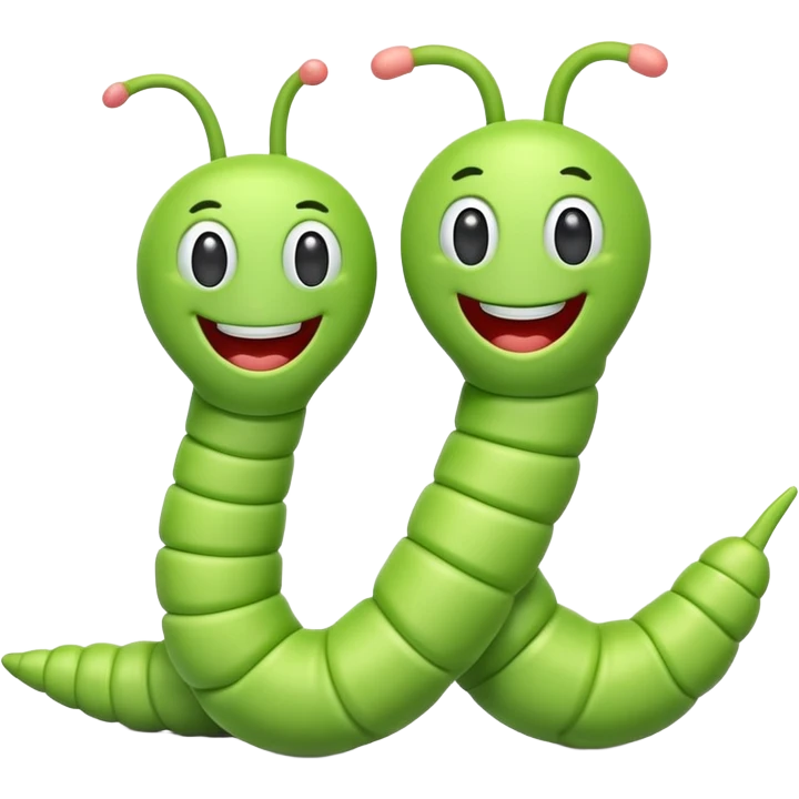 3D 4 smiling worms Good Morning emoji