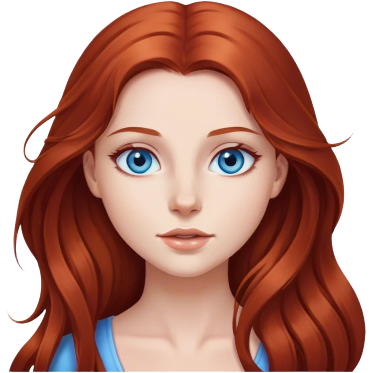 beautiful girl with long red brown hair and blue eyes emoji