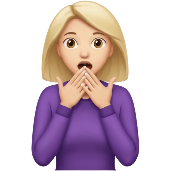 woman surprised with her hands over her mouth, full body emoji