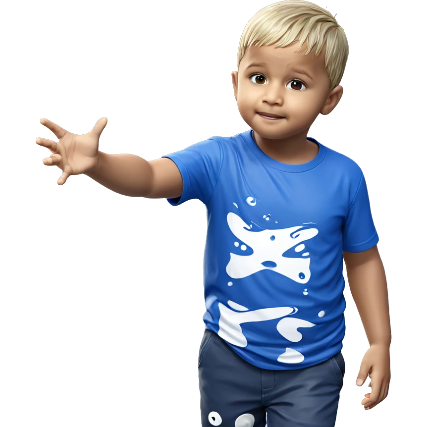 boy in blue shirt by water emoji