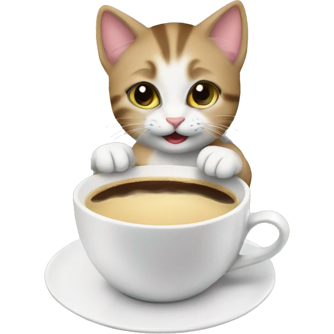 kitten drinking coffee emoji