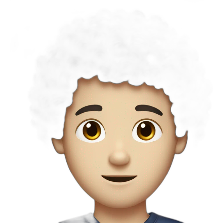 french white boy with freckles with black kinda afroy curly hair with a small beard emoji