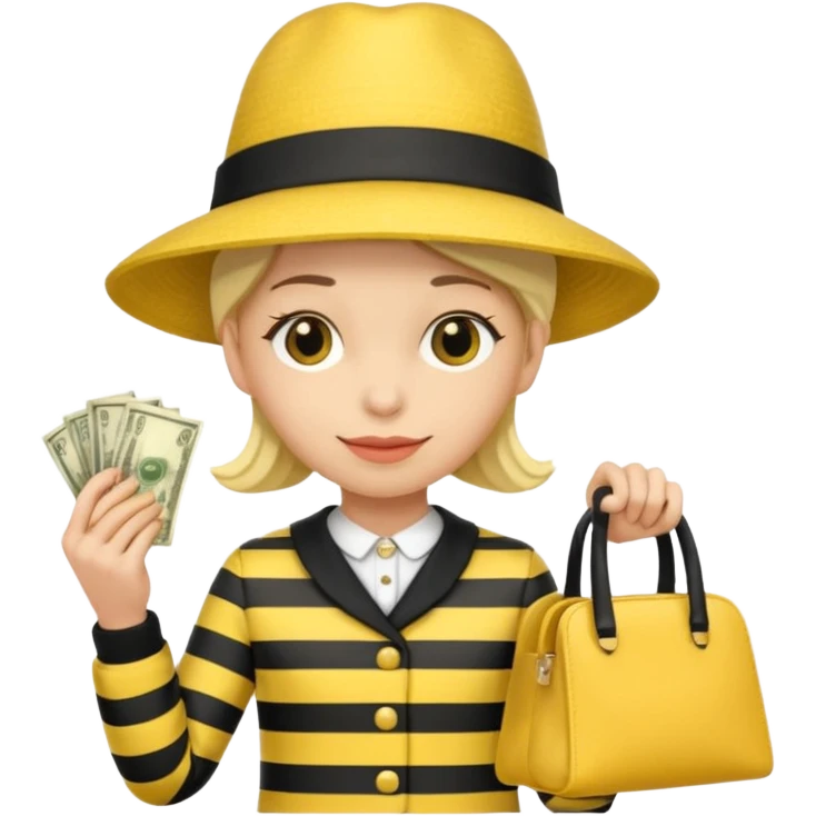 A Robber that just robes a bank** and that has yellow and black stripes that has a bag qith money inside with a chapeau emoji