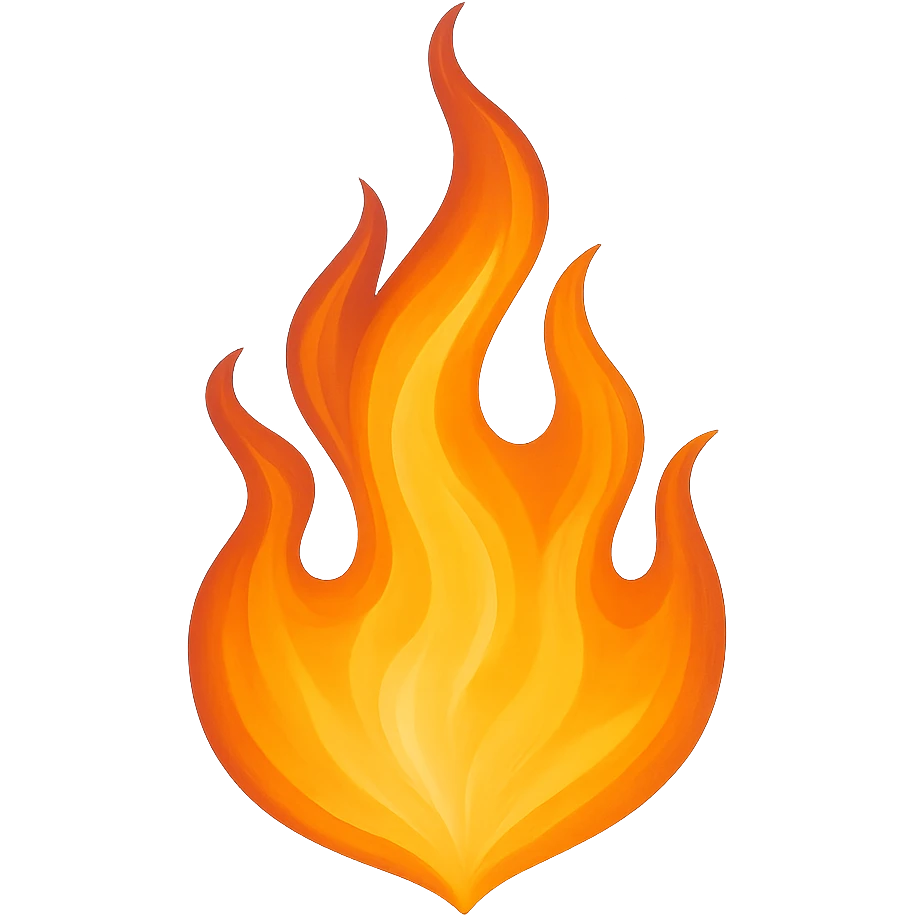 orange flame, digital illustration emoji
