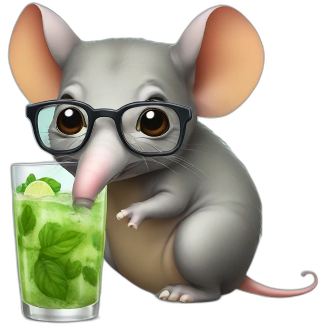 Elephant Shrew with glasses drinking mojito emoji