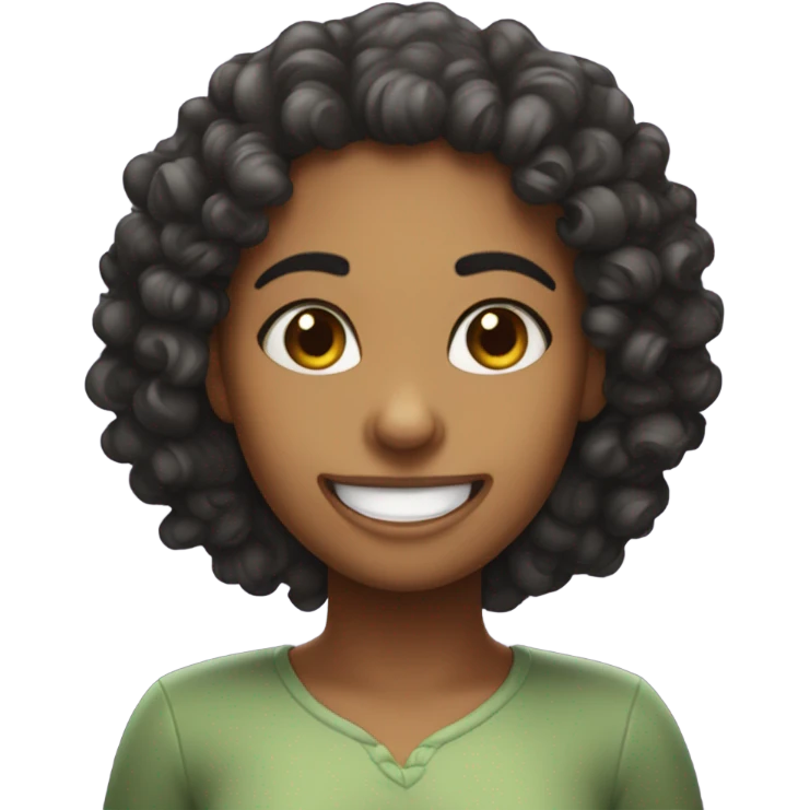 Make I curly hair girl grinning like she did something evil emoji