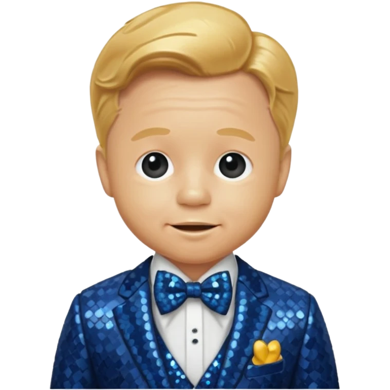 Mickey Rooney with golden blonde hair, dark blue sequin suit with bow tie emoji