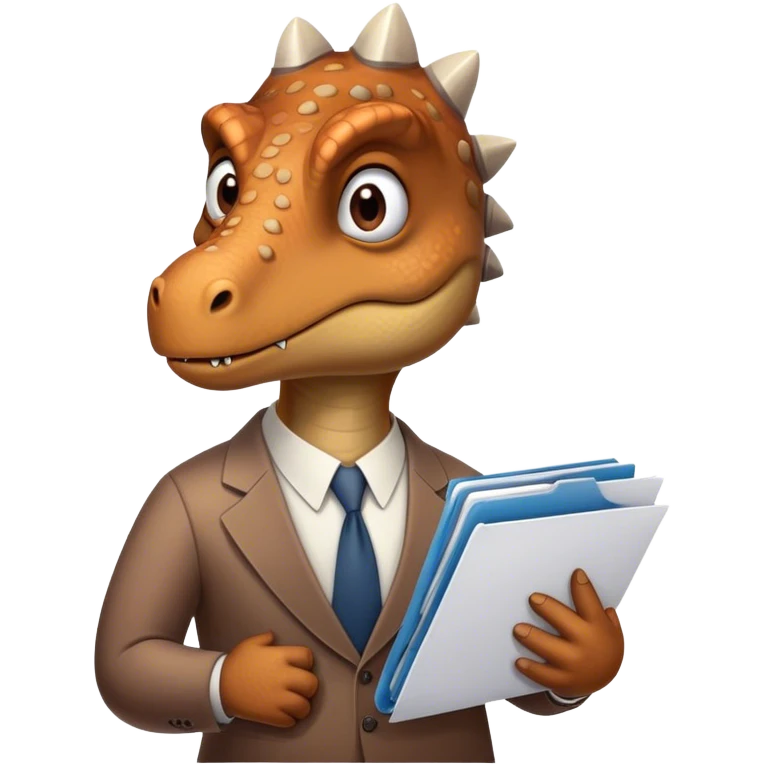 sad office dinosaur holding folders and papers emoji