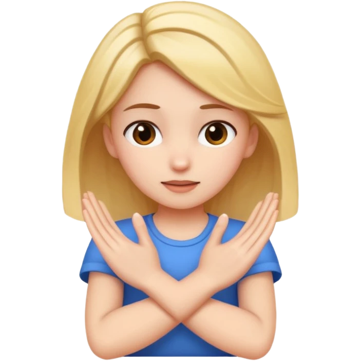 A girl with her hands crossed shaking her head  emoji