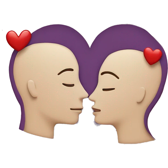 one man head and one woman head kiss with a heart in the middle  emoji