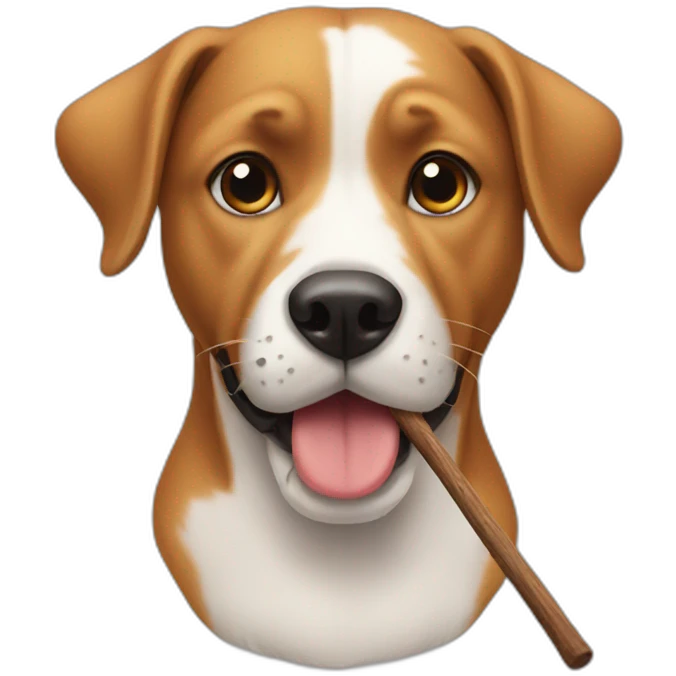 dog with a stick through his nose emoji