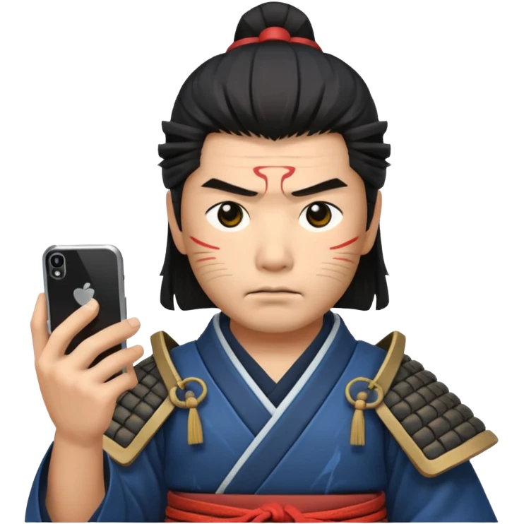 samurai with smartphone emoji