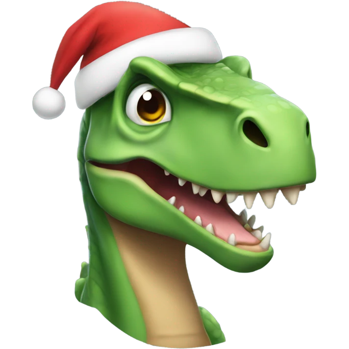 a dinosaur wearing a santa hat emoji
