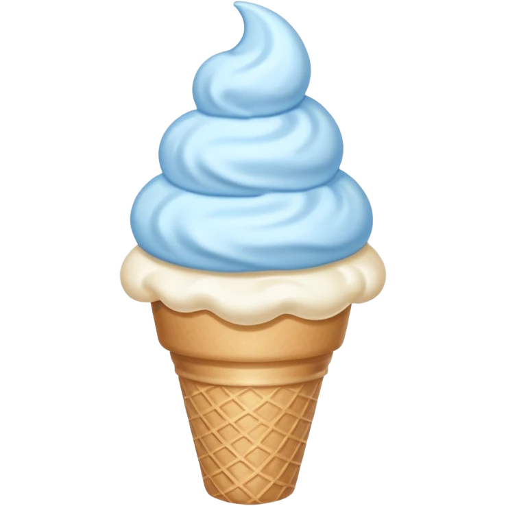 ice cream cone with pastel sky blue scoop and a cloud-shaped candy emoji