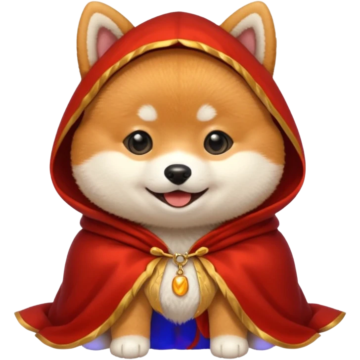 baby shiba dog, in magic red cloak emoji