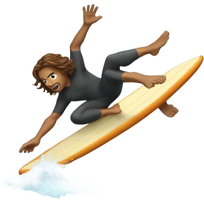 Long brown haired surfer falling off  emoji